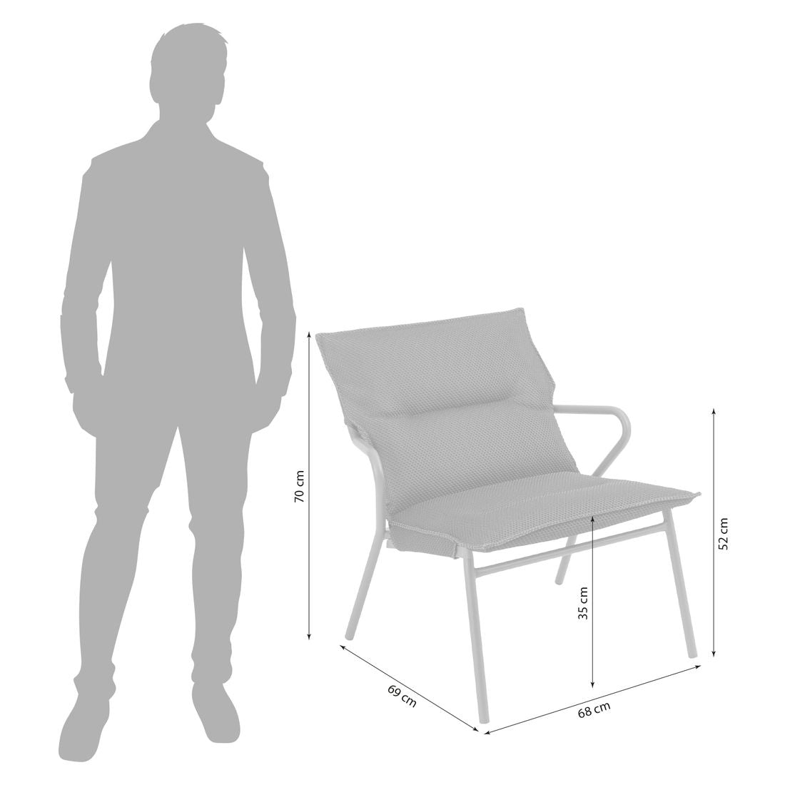 Detalj av BeComfort stoff på Loungestol Vence stål/BeComfort stabelbar