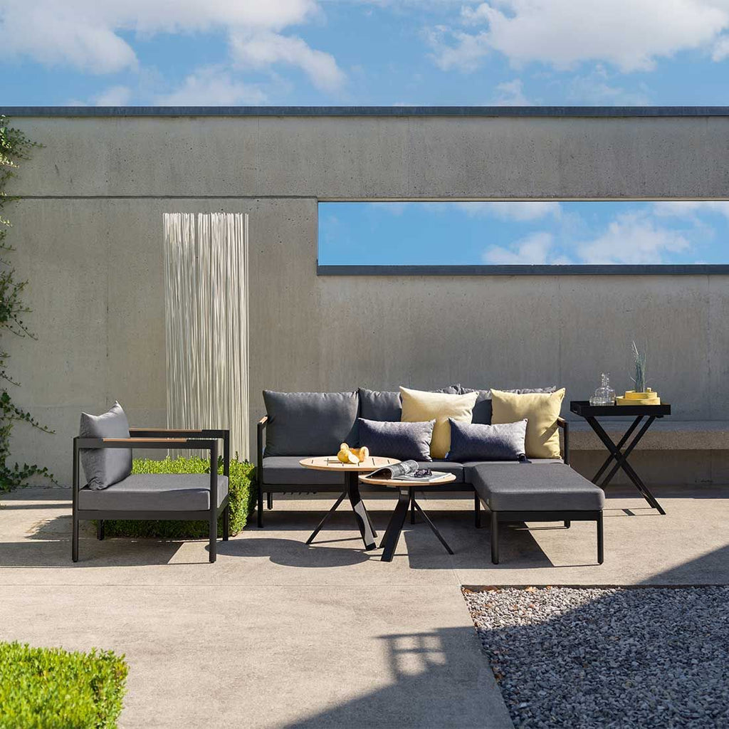 Loungestol Viggo aluminium/textilen 72x78 cm nærbilde av armstøtte