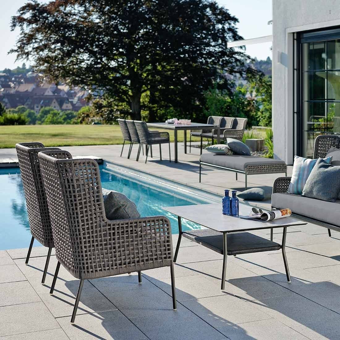 Loungestol Greta aluminium tau 76x76 cm bakside