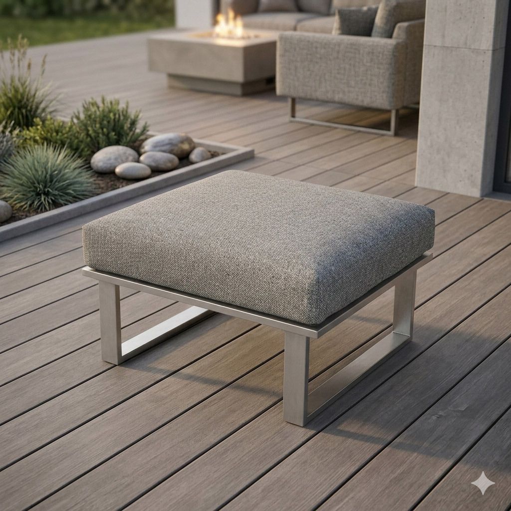 Loungetaburett Belvedere rustfritt stål/textilen 73,5 cm forfra