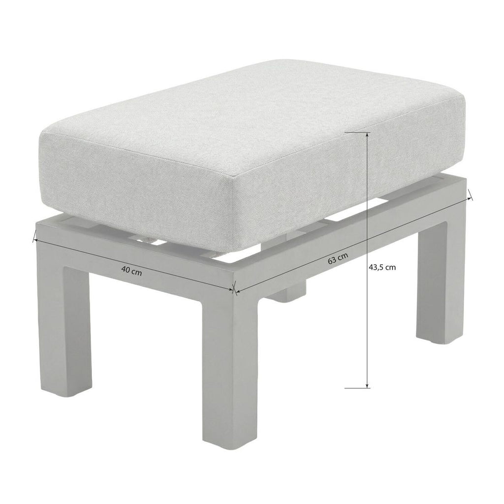 Detalj av Loungetaburett Bondino aluminium/polyester 63x40 cm materiale