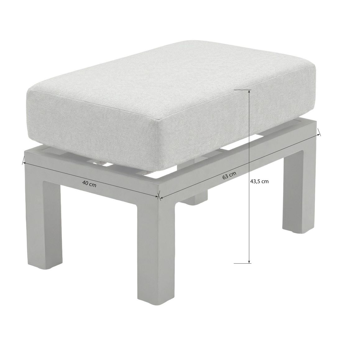 Detalj av Loungetaburett Bondino aluminium/polyester 63x40 cm materiale
