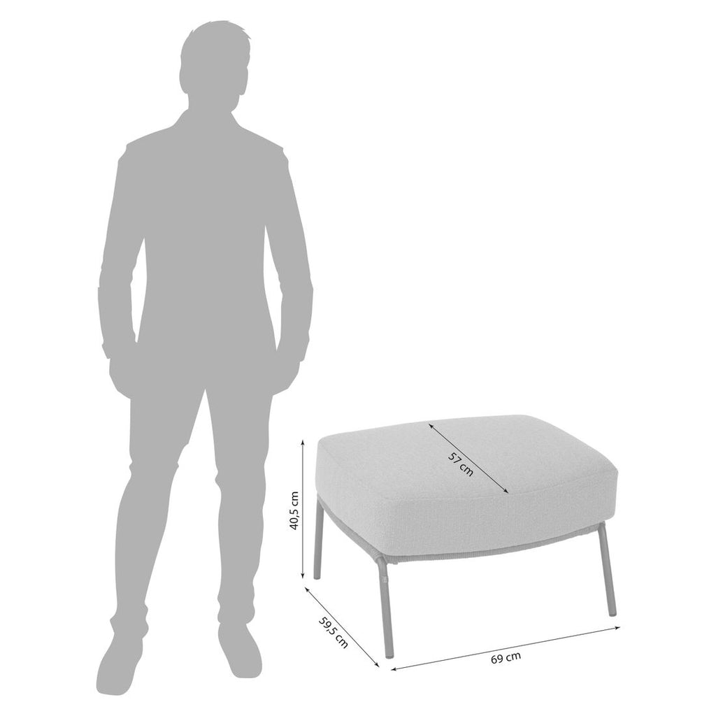 Montert Loungetaburett Capalbio rustfritt stål/olefin 69x60 cm på terrasse