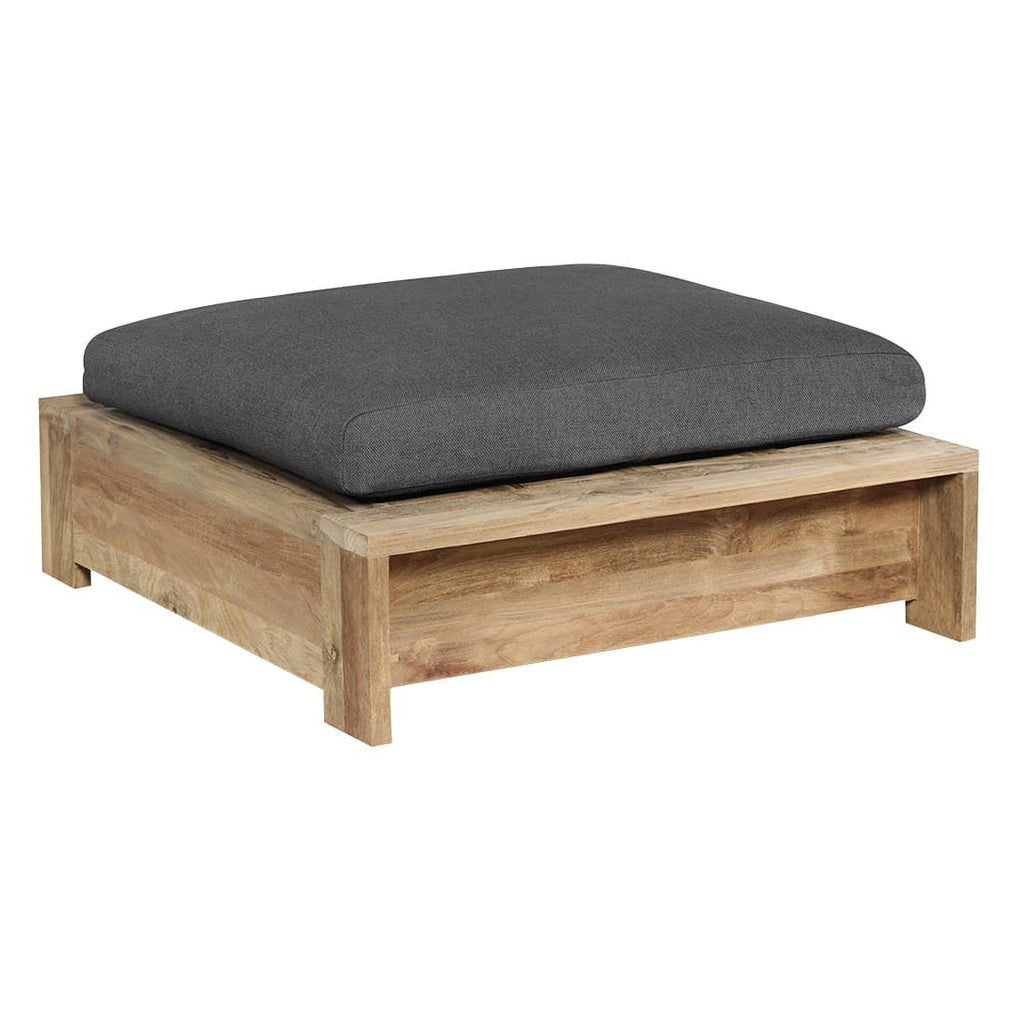 Loungetaburett Castello resirkulert teak 92x84 cm forfra