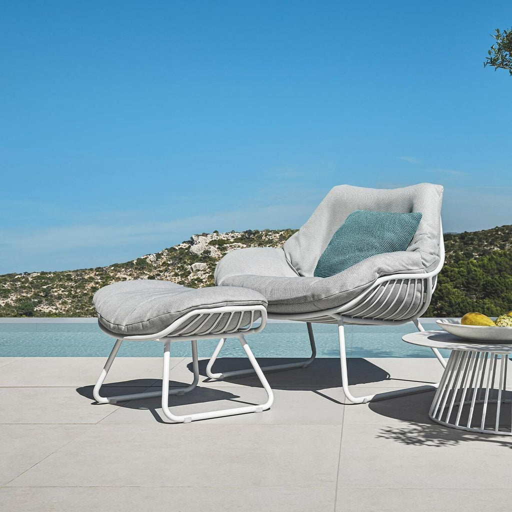 Detalj av Loungetaburett Chill aluminium 69x51 cm - Solpuri stoff
