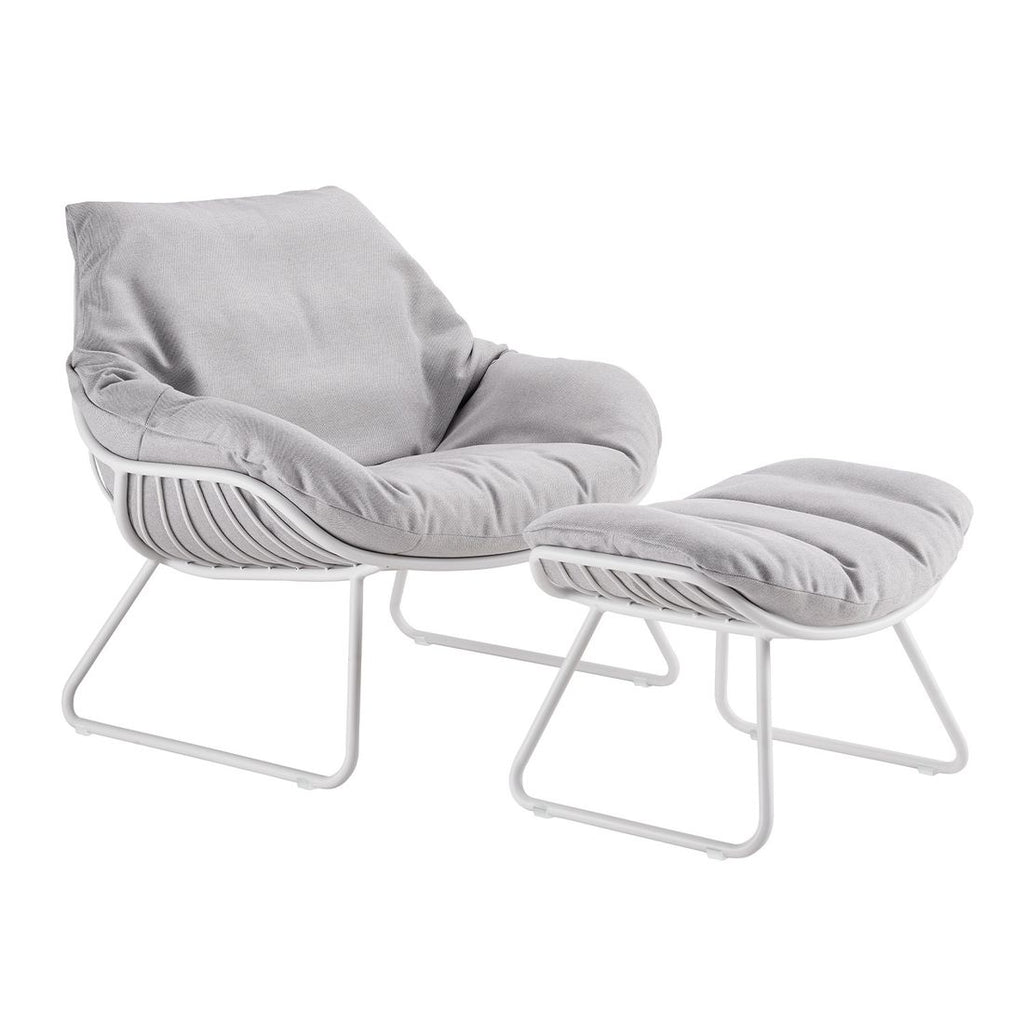 Nærbilde av aluminiumramme på Loungetaburett Chill aluminium 69x51 cm - Solpuri