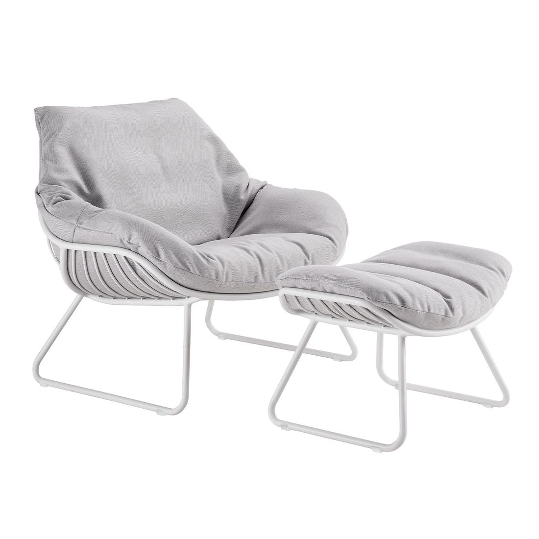 Nærbilde av aluminiumramme på Loungetaburett Chill aluminium 69x51 cm - Solpuri