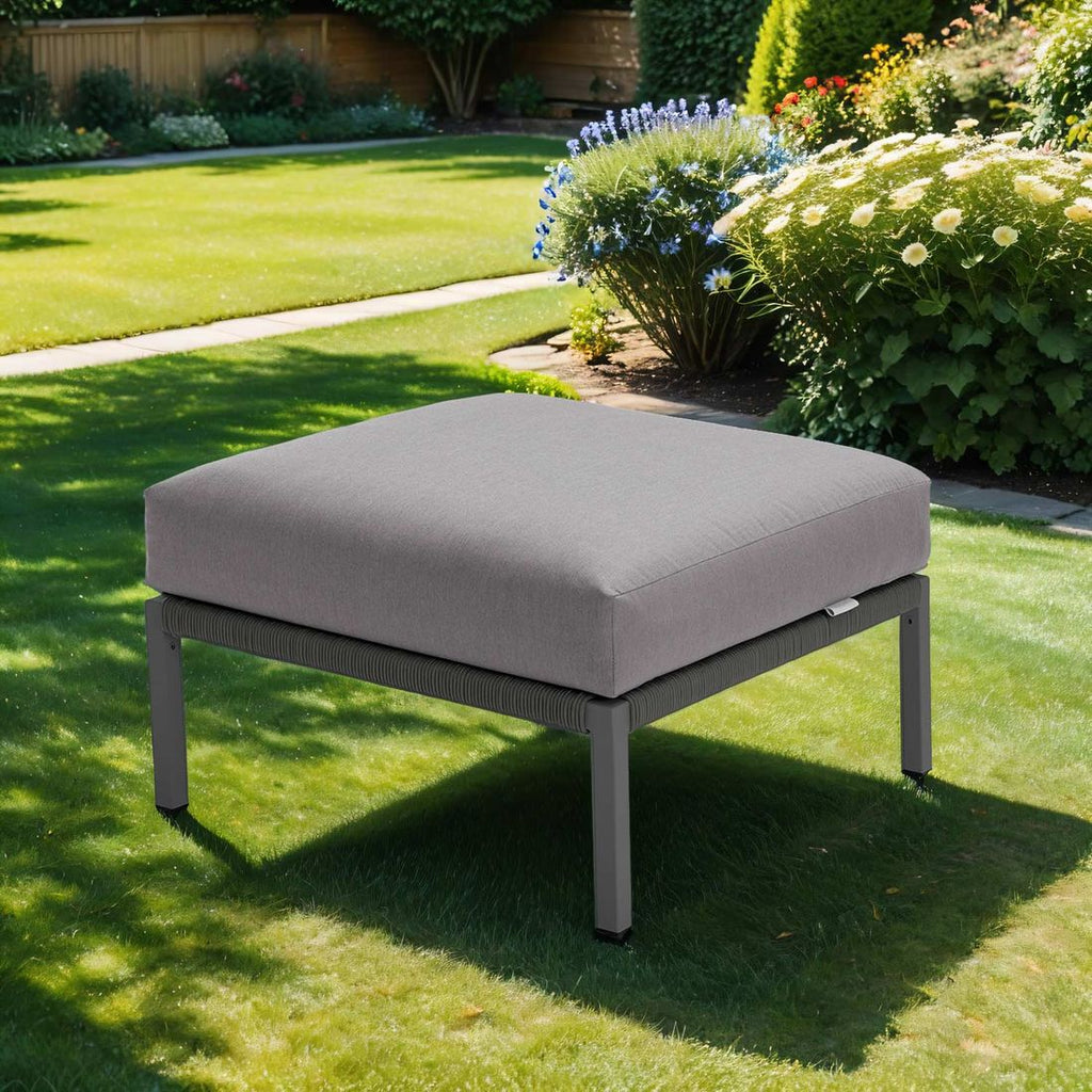 Loungetaburett Club aluminium tau akryl 80x80 cm forfra