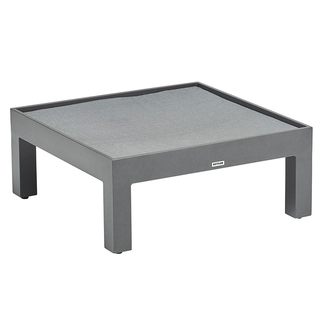 Detalj av stoff og ramme på Loungetaburett Comfort aluminium/Agora