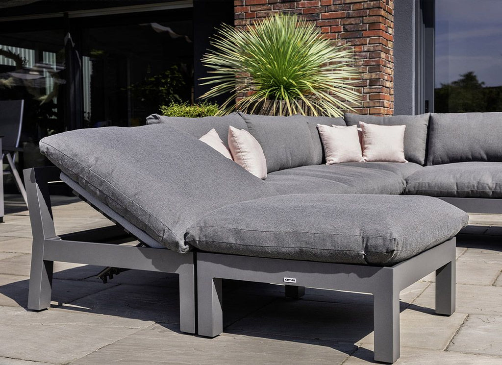 Loungetaburett Comfort aluminium/Agora med elegant antrasitt farge