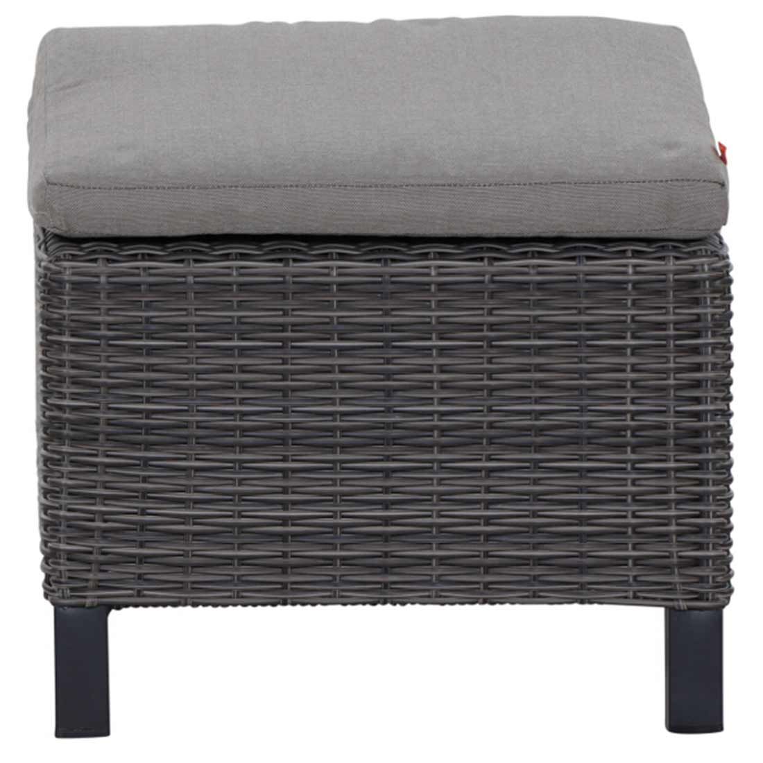 Montert Loungetaburett Corido flettverk/polypropylen 50x54 cm på terrasse