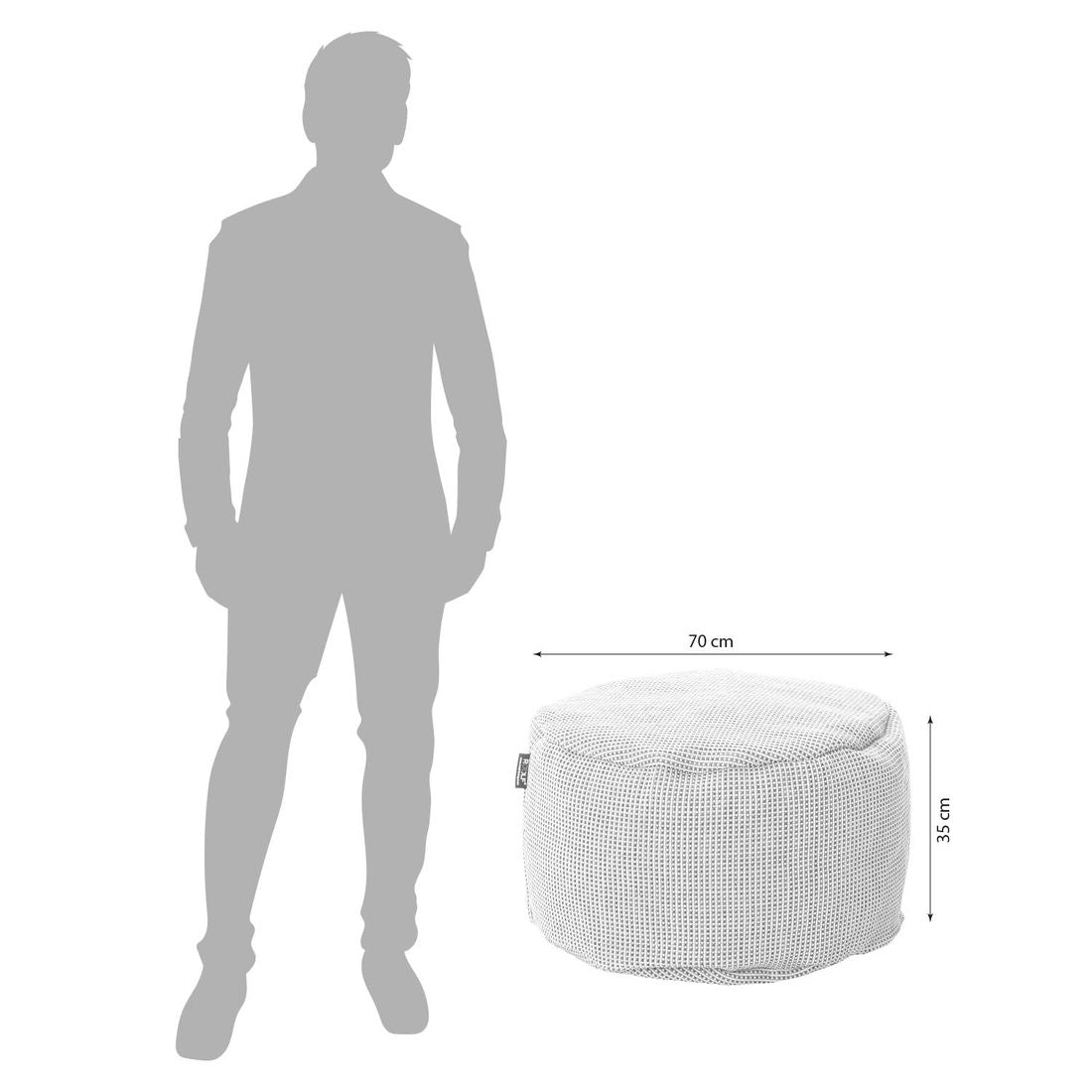 Detalj av tekstilmateriale på Loungetaburett Dotty rund Ø70 cm antrasitt