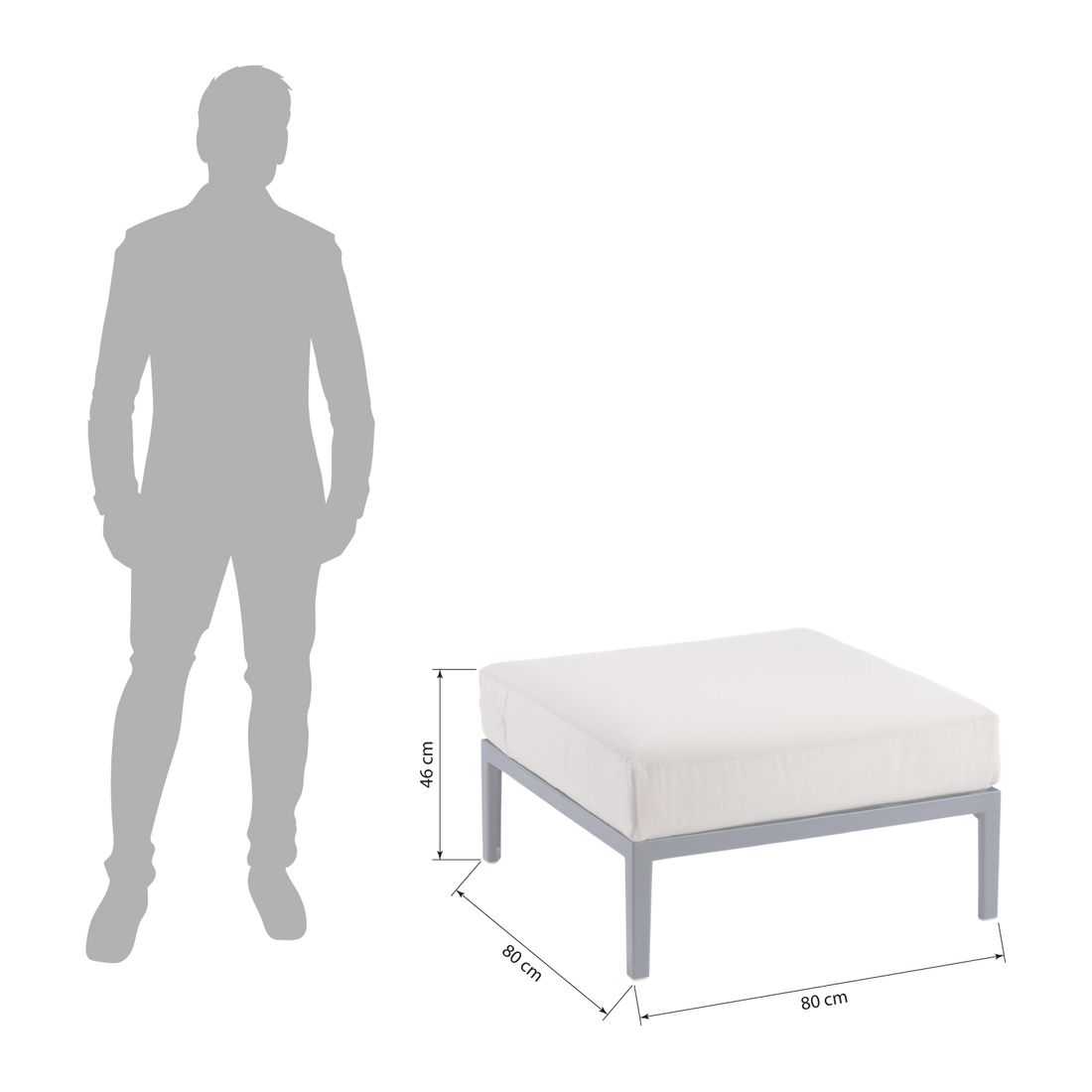 Montert Loungetaburett Engels Module 1 plast 80x80 cm på terrasse