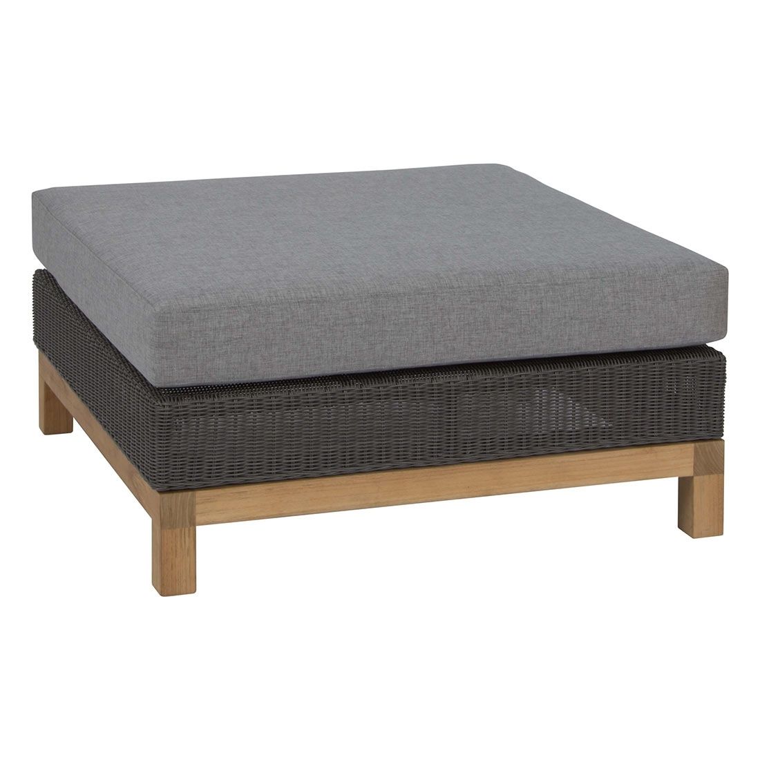 Loungetaburett Fontana teak/polyrotting 87x87 cm - Stern forfra