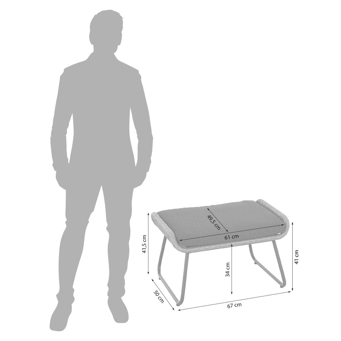 Nærbilde av aluminiumsrammen på Loungetaburett Kansas