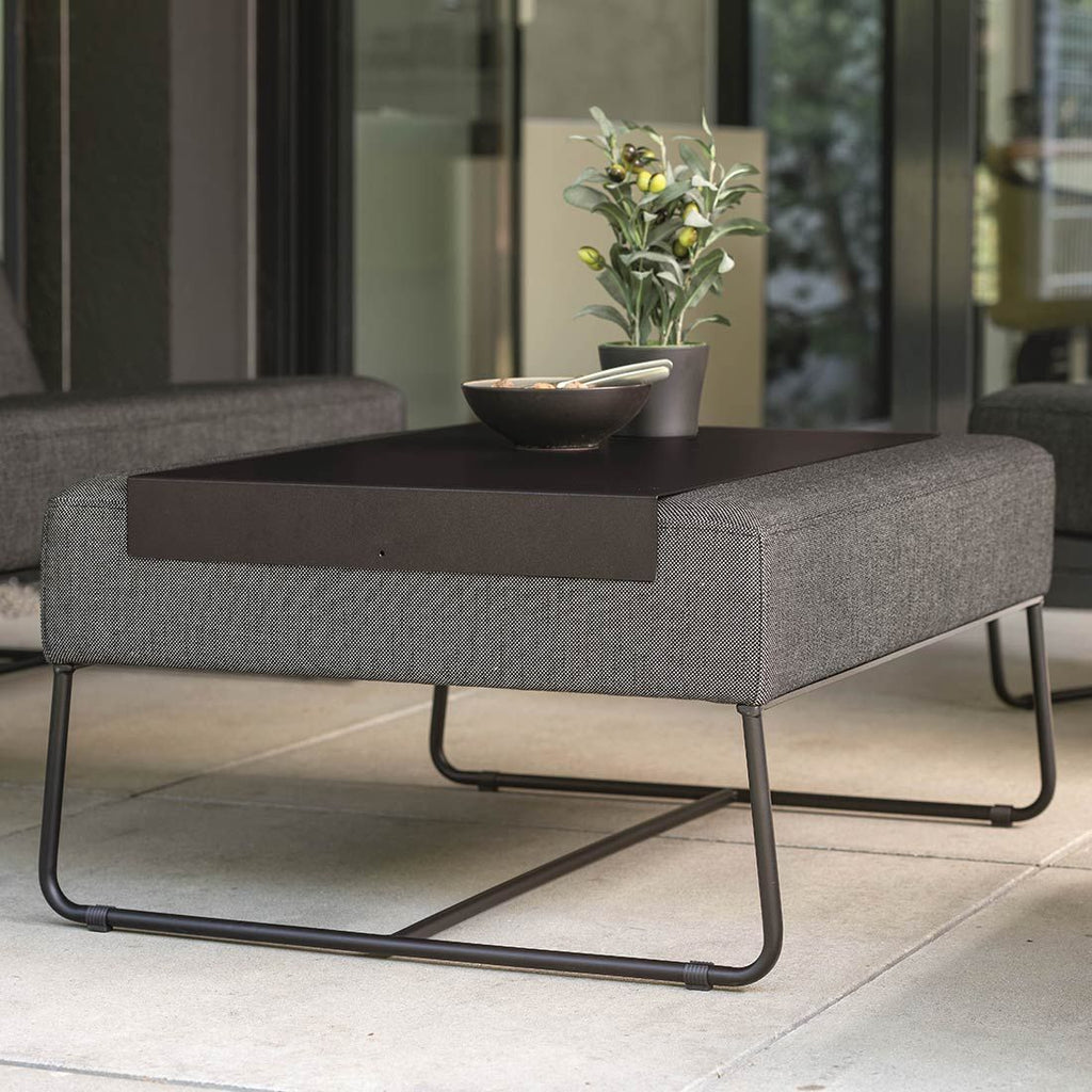 Loungetaburett Mia rustfritt stål/utestoff 80x70 cm forfra