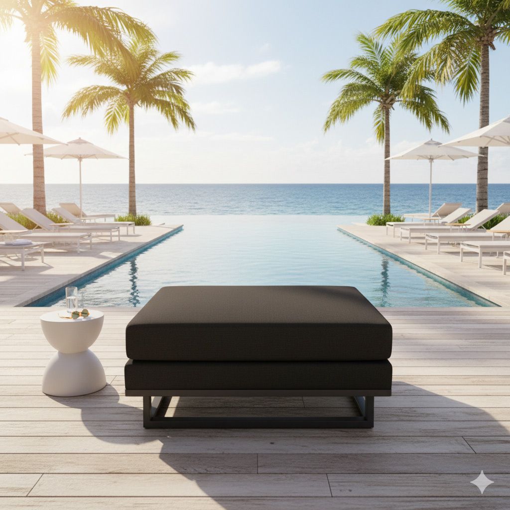 Loungetaburett Miami aluminium Sunbrella 90x90 cm forfra