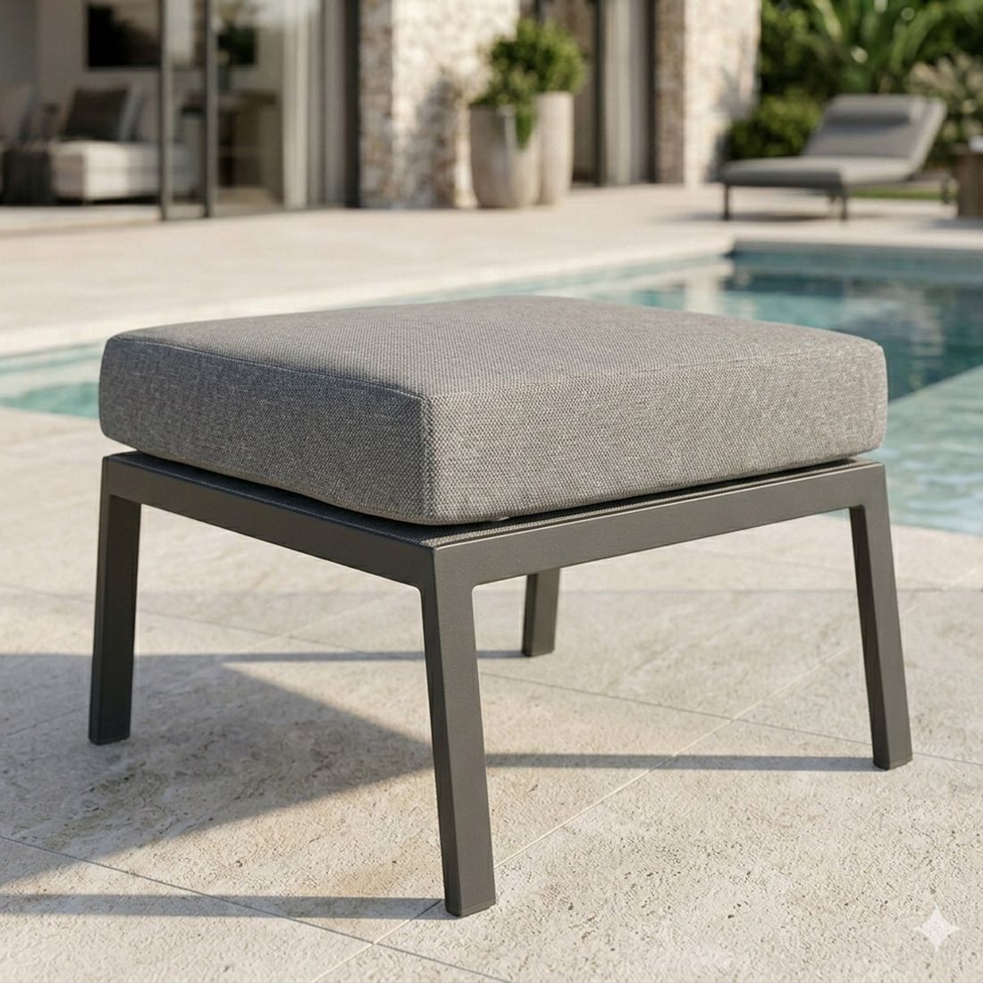Loungetaburett Perth aluminium/polyester 59x60 cm forfra