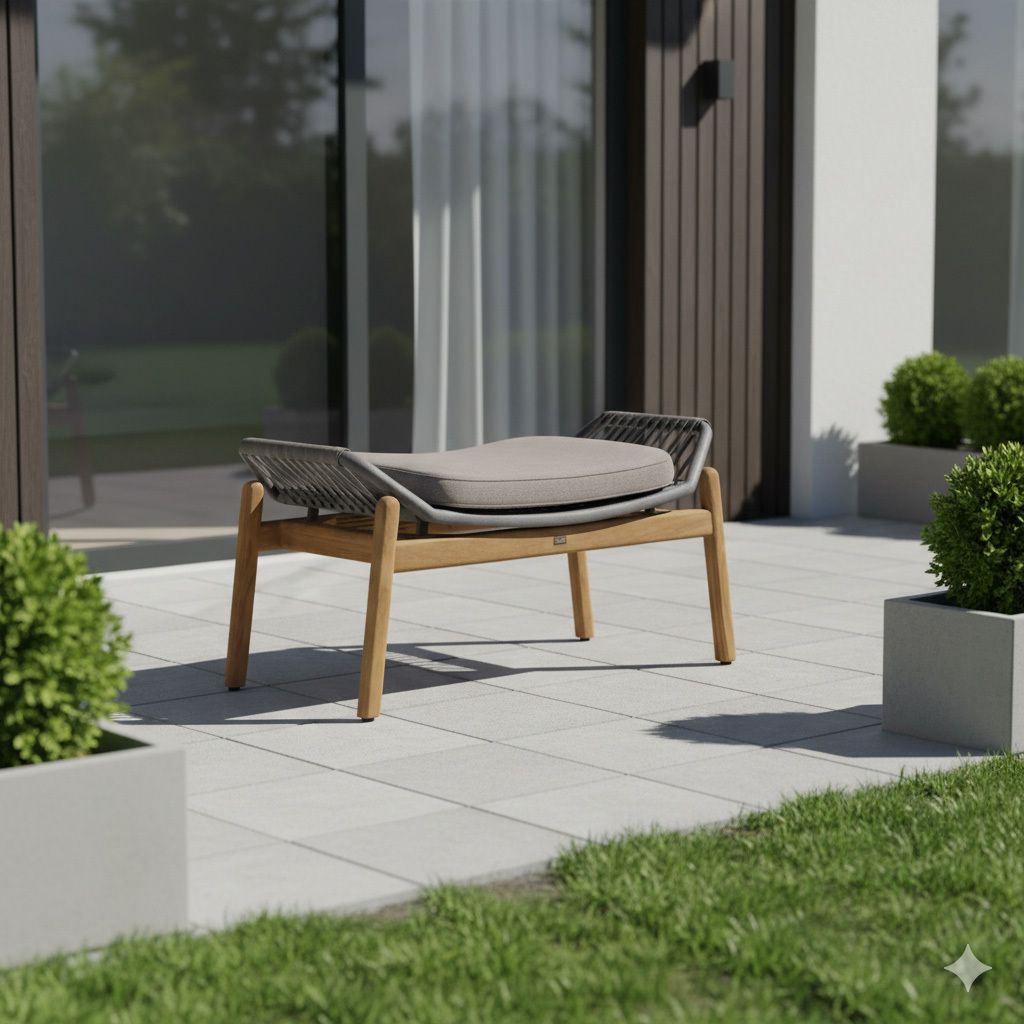 Loungetaburett Pollux aluminium/teak 83x48 cm - Zebra bakside