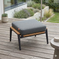 Loungetaburett Roma aluminium/teak 52x65 cm forfra