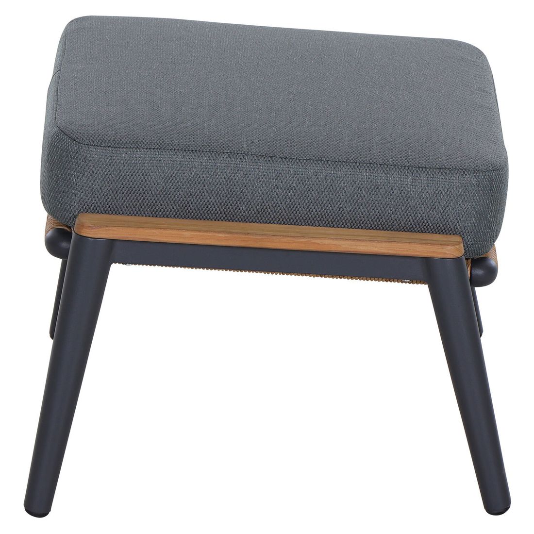 Montert Loungetaburett Roma aluminium/teak 52x65 cm i uterom