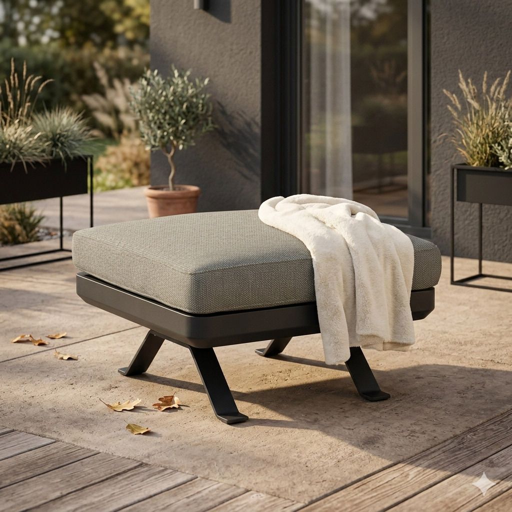 Loungetaburett Sky aluminium olefin 70x70 cm fra forfra