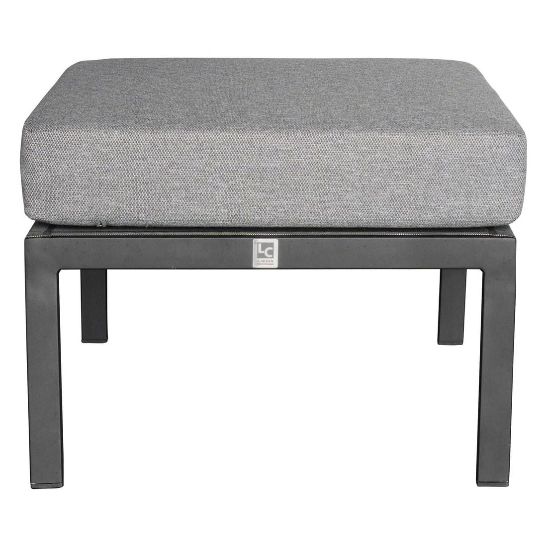 Montert loungetaburett Sondrino aluminium 59x60 cm på terrasse