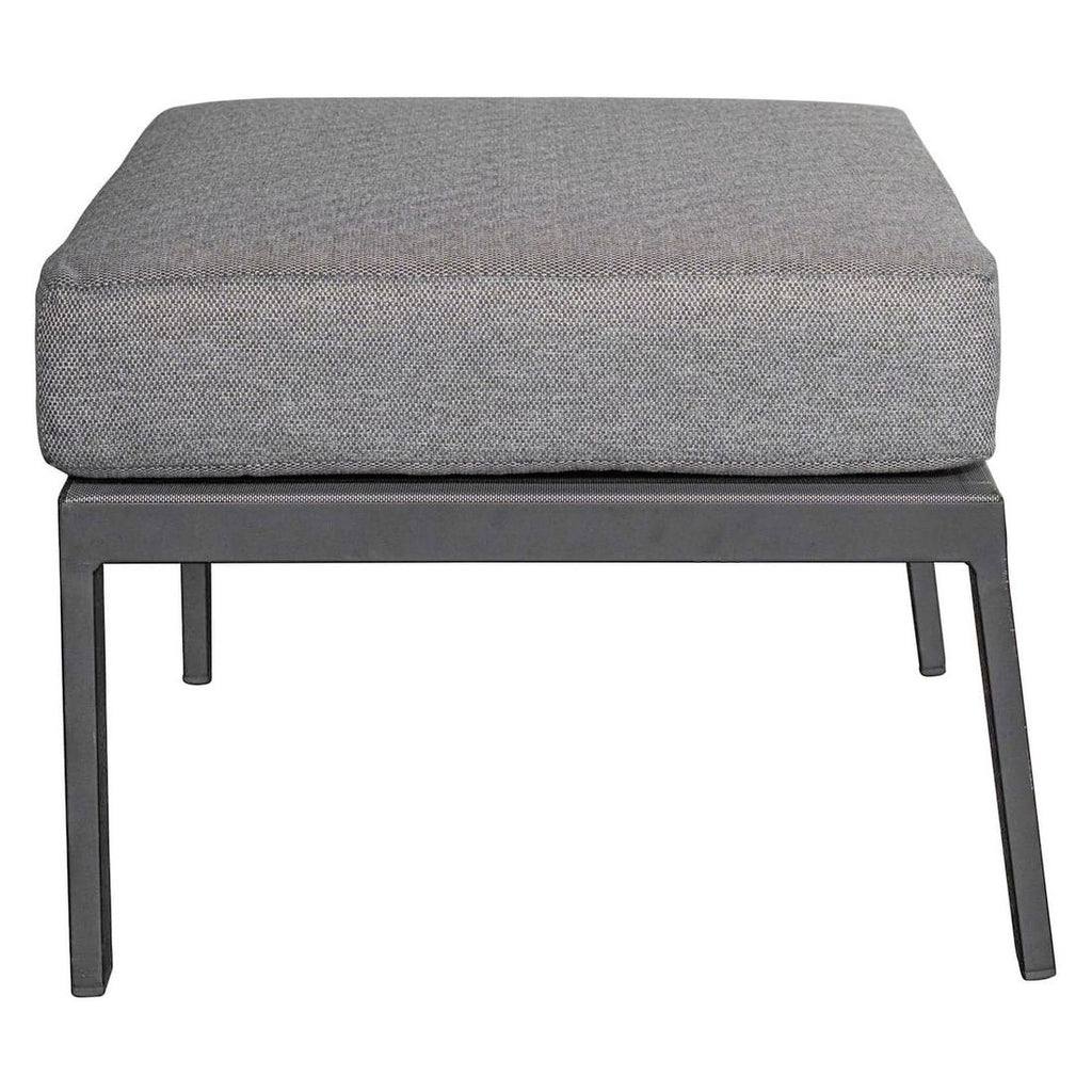 Nærbilde av stoff og polstring på Loungetaburett Sondrino aluminium 59x60 cm