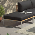 Loungetaburett Sumba rustfritt stål/teak med pute forfra