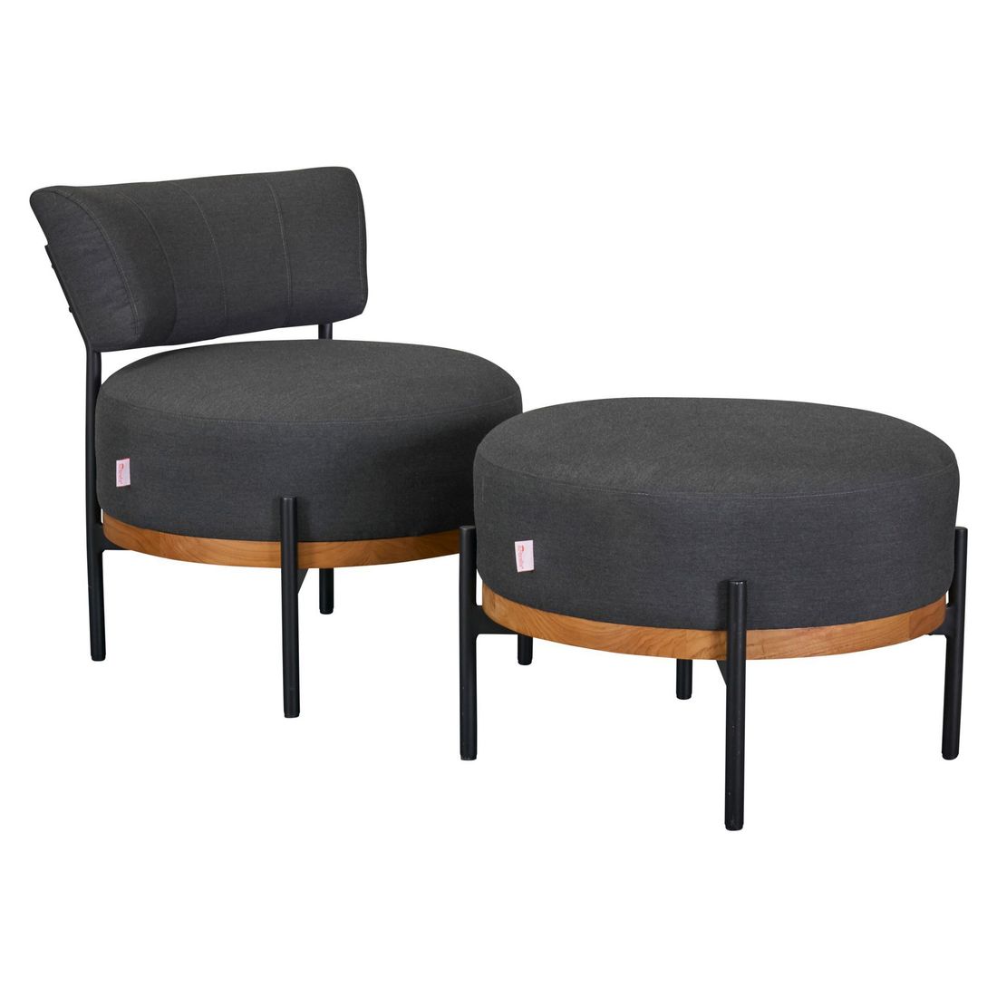 Sidevinkel av Loungetaburett Sunbay aluminium/Sunbrella