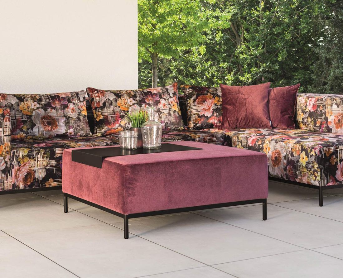 Loungetaburett Taavi Flower aluminium 99x99 cm forfra