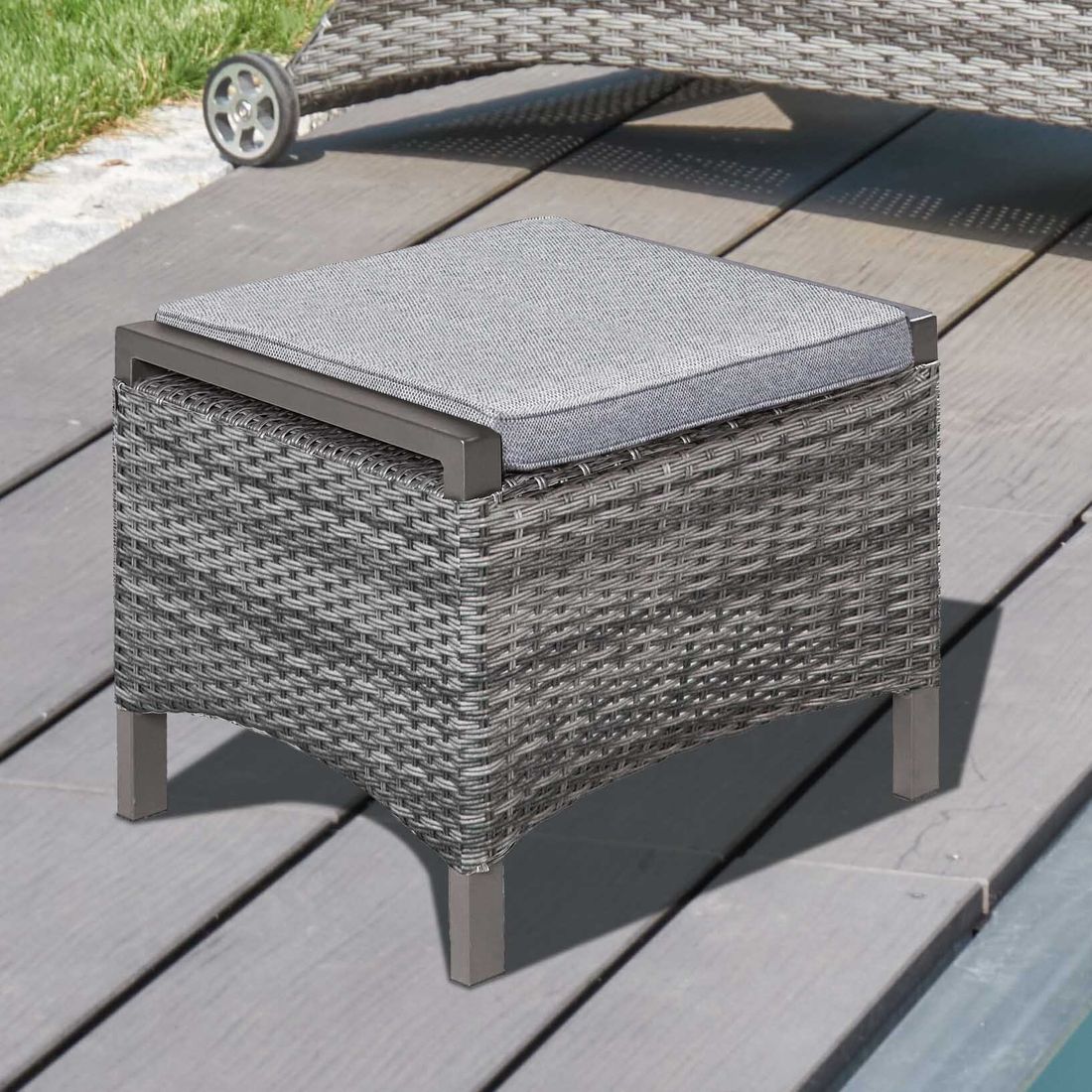 Loungetaburett Vivera-Stone aluminium/polyrotting 45x58 cm forfra