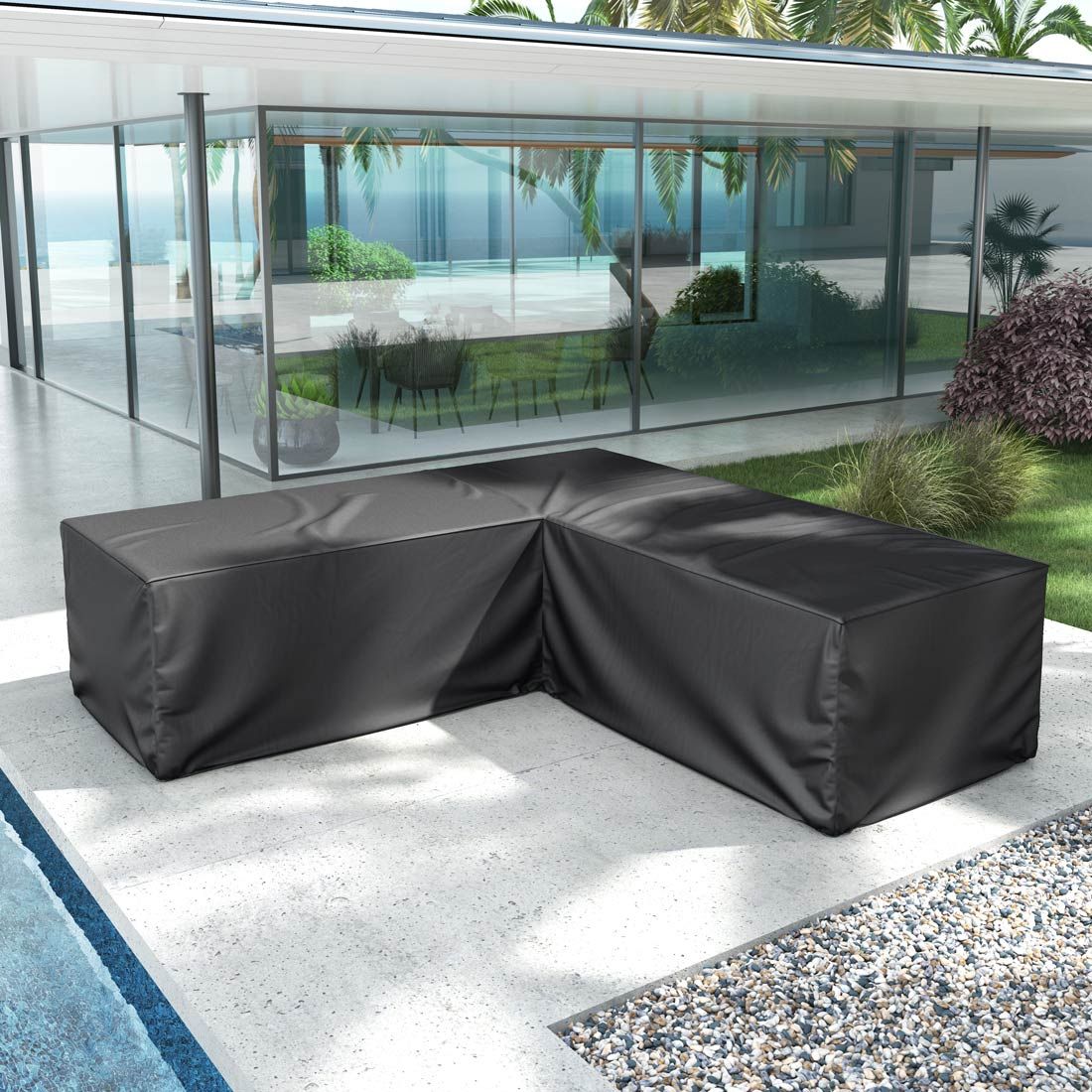 Loungetrekk 255x255x70 cm svart polyester bakside