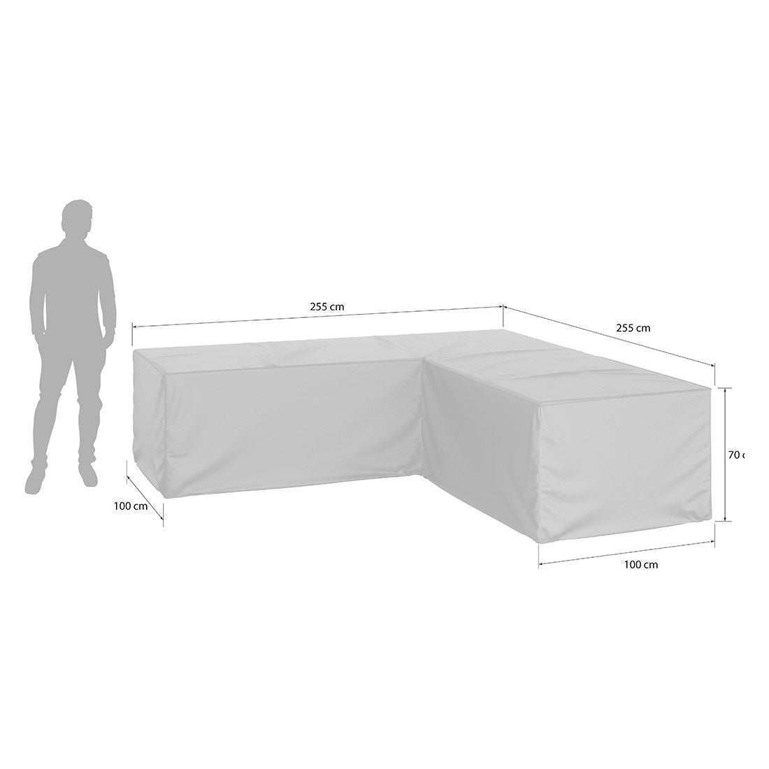Loungetrekk 255x255x70 cm svart polyester pakket