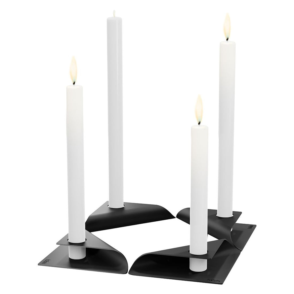 Lysestakesett Square 4-deler svart bakside