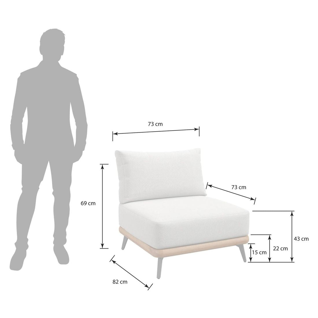 Midtmodul lounge Ava akasie/tau 73x82 cm - OUTLIV detalj av treverk