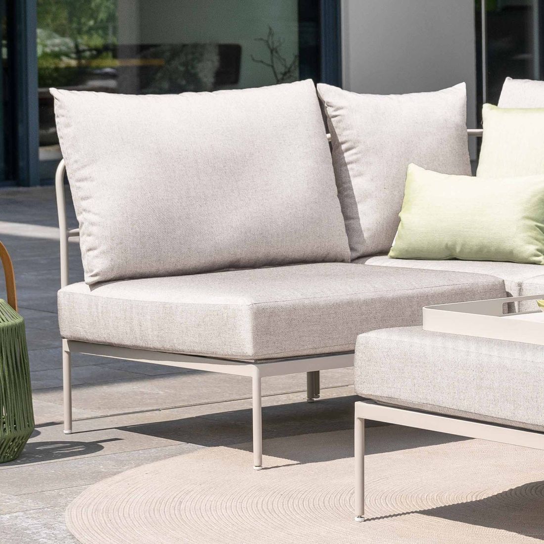 Midtmodul lounge Coco aluminium/utestoff 82 cm fra foran