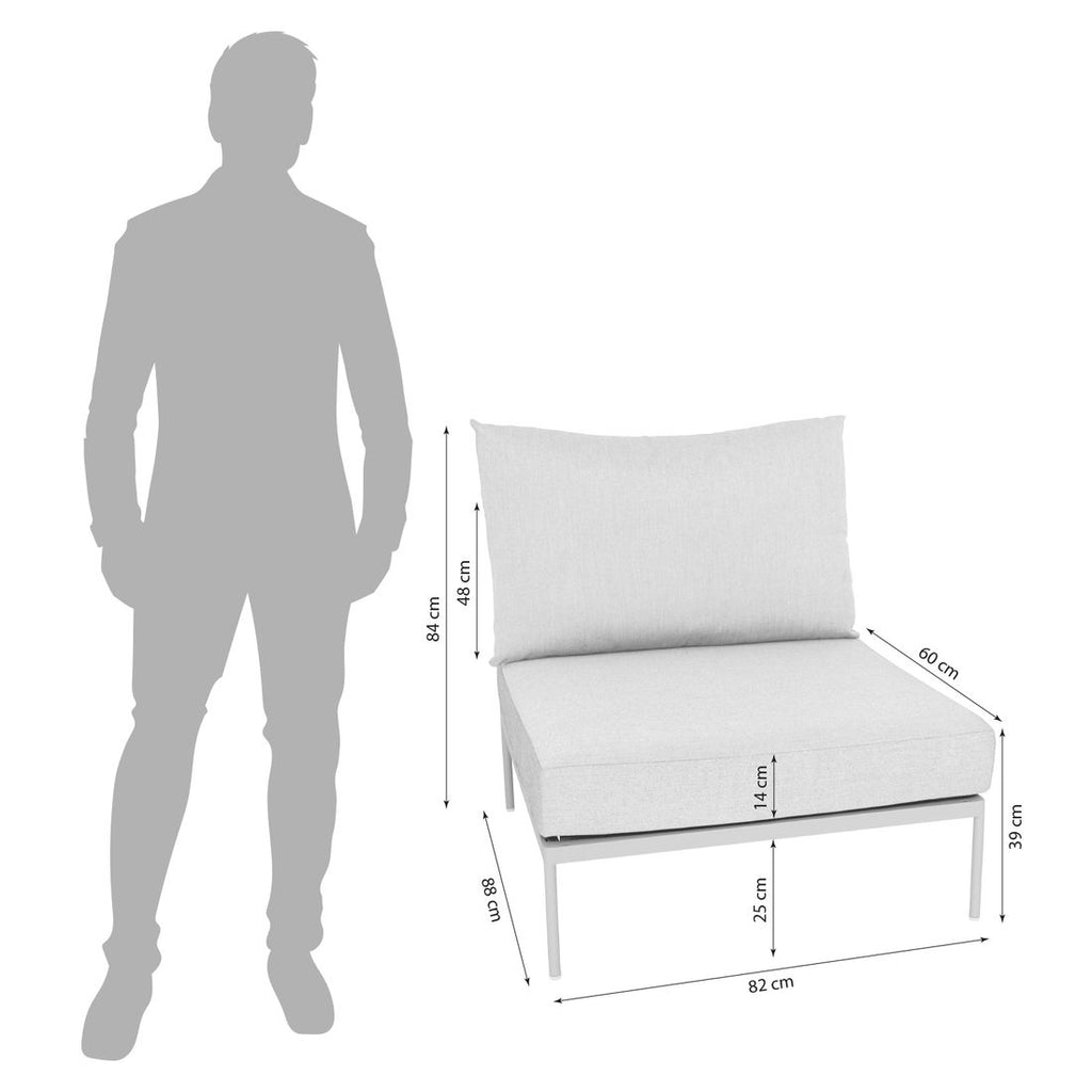 Detalj av midtmodul lounge Coco aluminium/utestoff 82 cm materiale