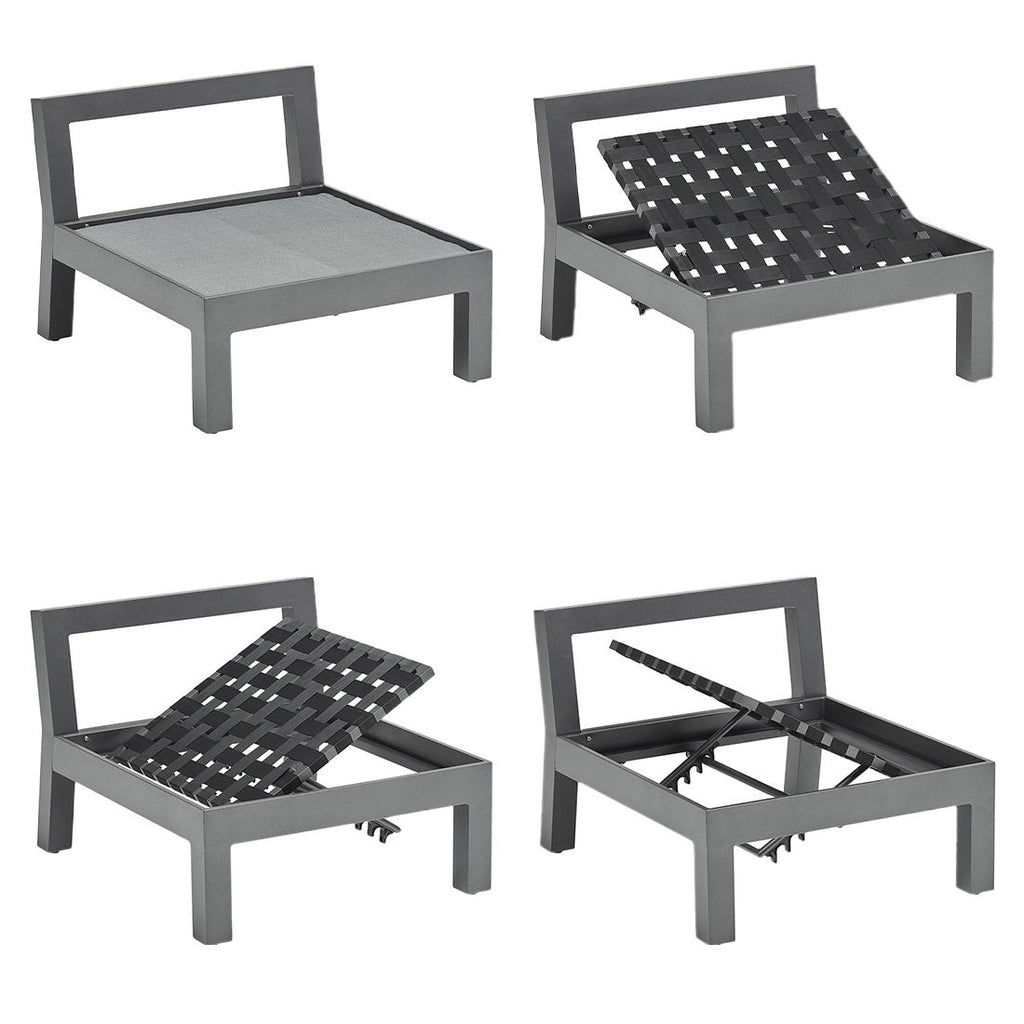 Sidevinkel av Midtmodul lounge Comfort aluminium 82x90 cm