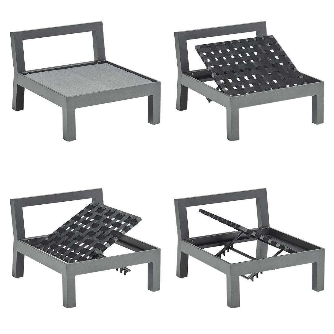 Sidevinkel av Midtmodul lounge Comfort aluminium 82x90 cm
