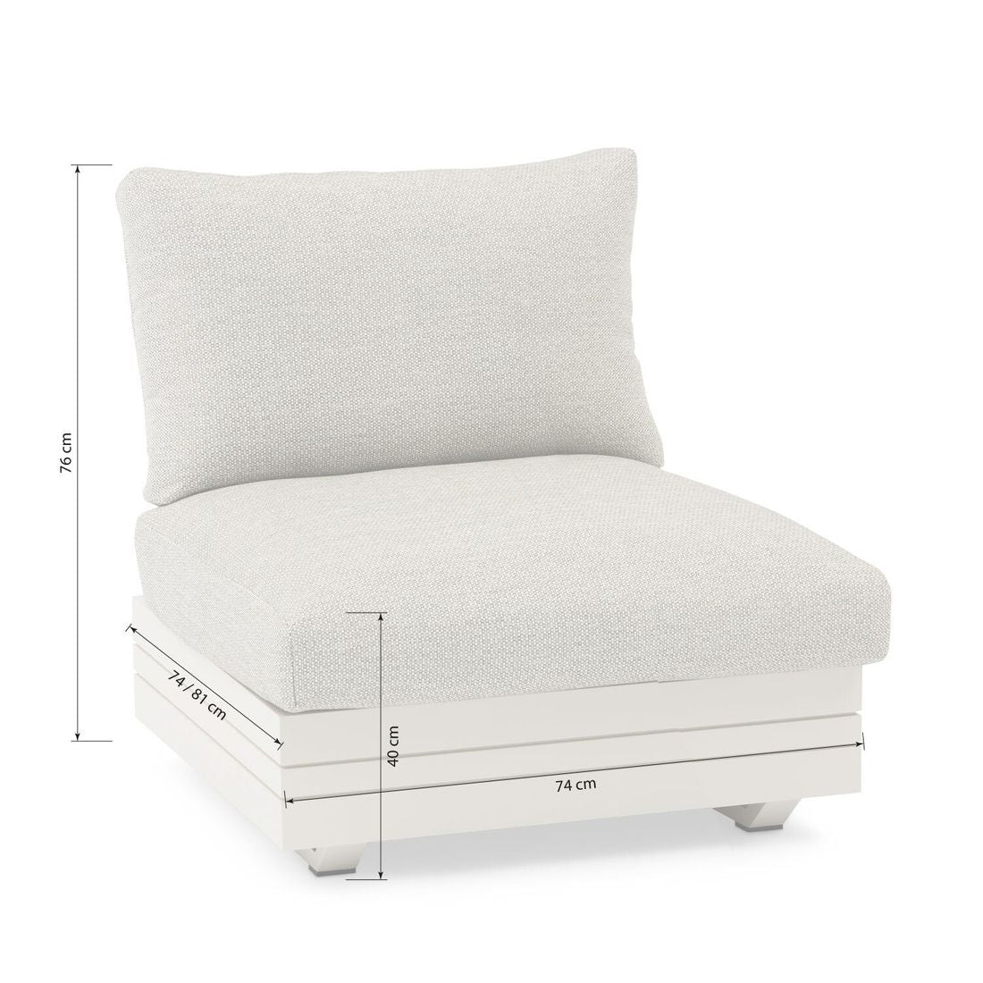 Detalj av Midtmodul lounge Cubo Neo aluminium Sunproof 74 cm