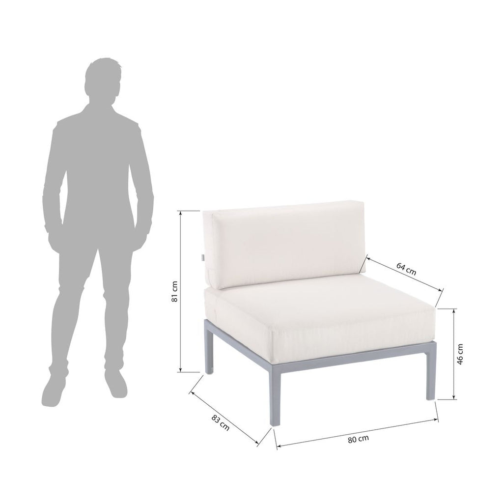 Midtmodul lounge Engels plast/utestoff 80 cm montert i hage