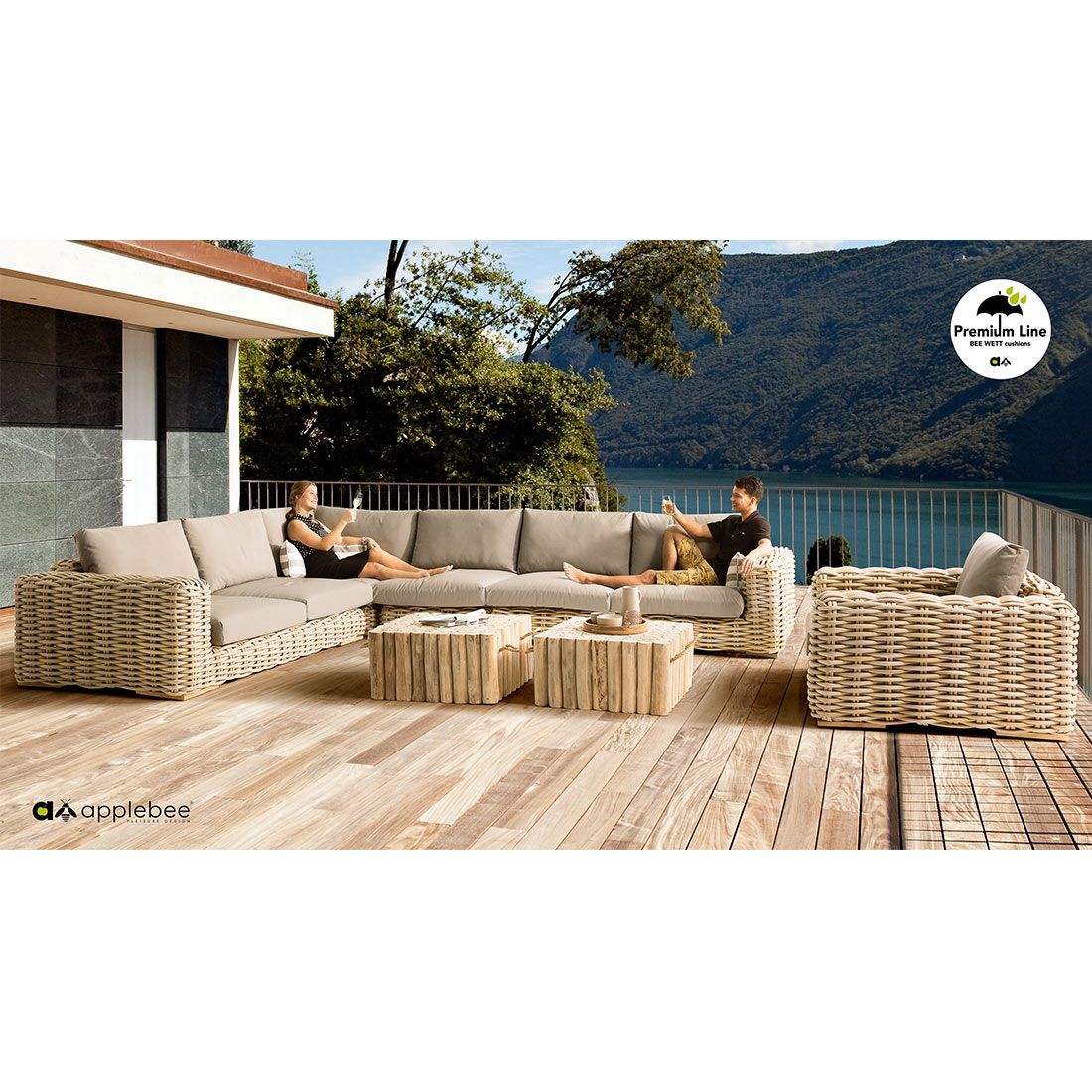Midtmodul lounge FFF tau/polyrotting 85x115 cm detalj av materiale