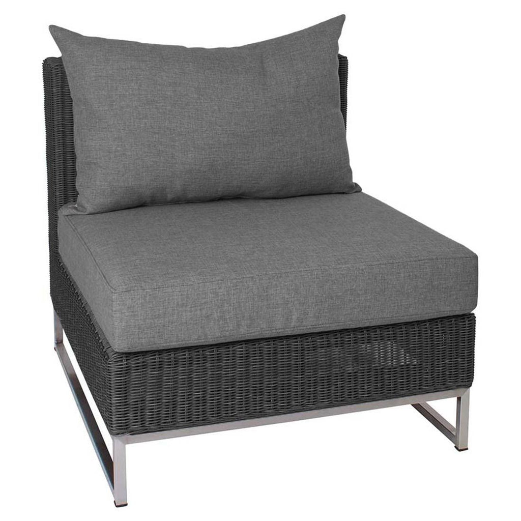 Midtmodul lounge Fontana rustfritt stål/flettverk 87 cm forfra