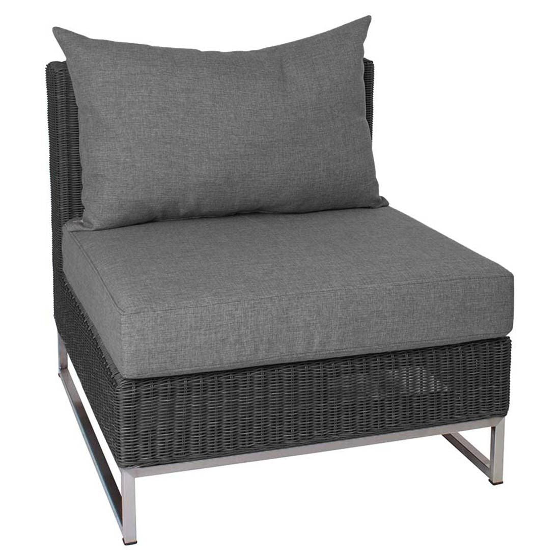 Midtmodul lounge Fontana rustfritt stål/flettverk 87 cm forfra