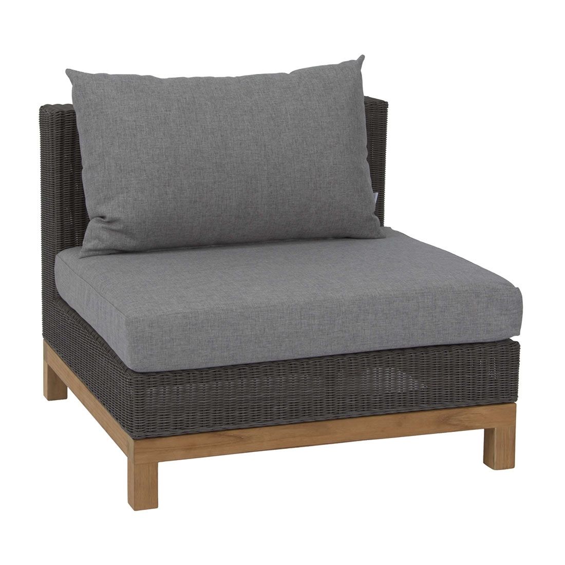 Midtmodul lounge Fontana teak/flettverk 87 cm sett forfra