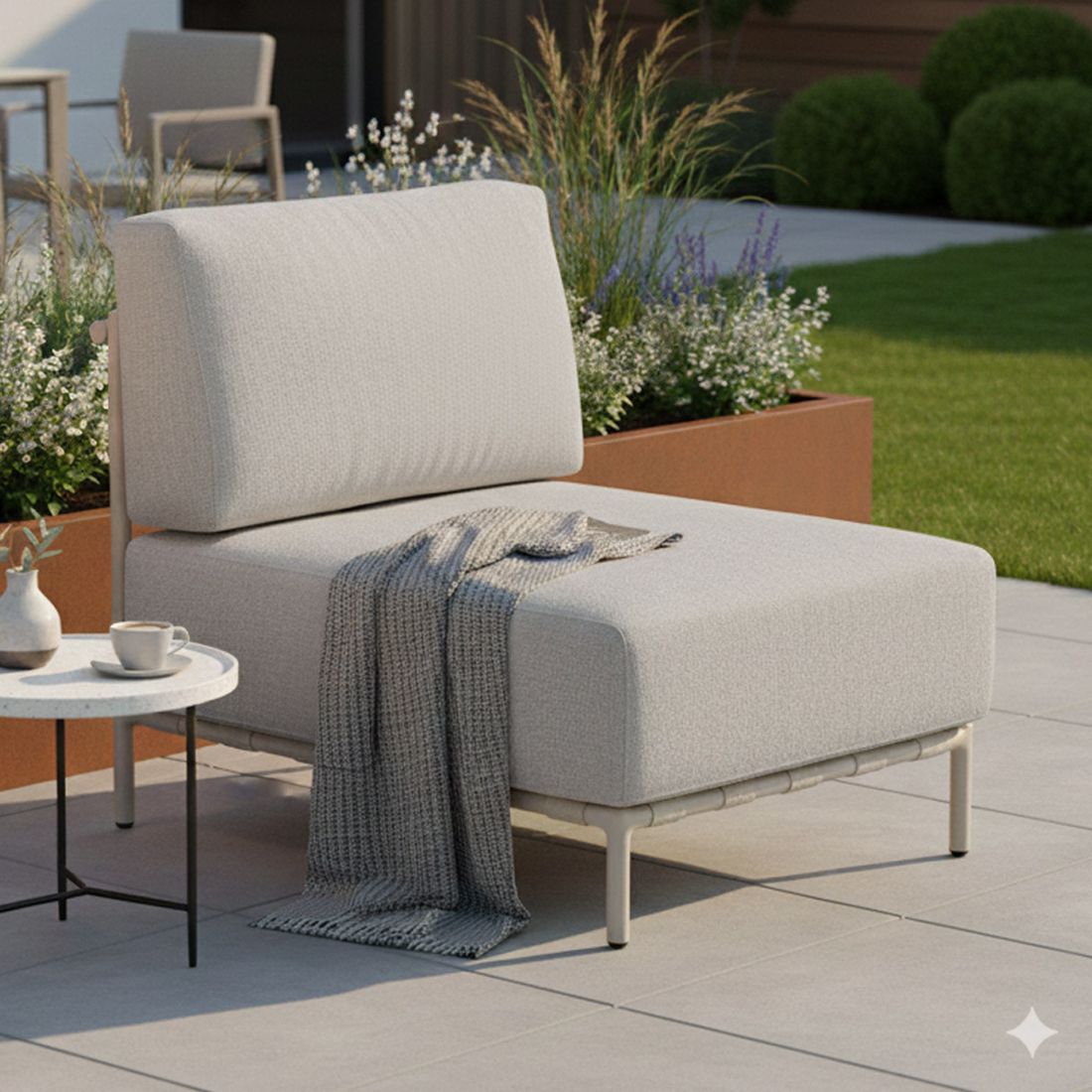 Midtmodul lounge Francis aluminiumakryl 65 cm forfra
