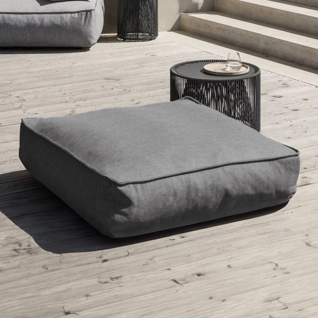 Midtmodul lounge Grow 130x130 cm kunstfiber Coal forfra