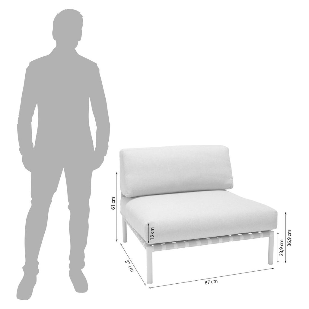 Midtmodul lounge Horizon aluminium/olefin 87 cm detalj av stoff