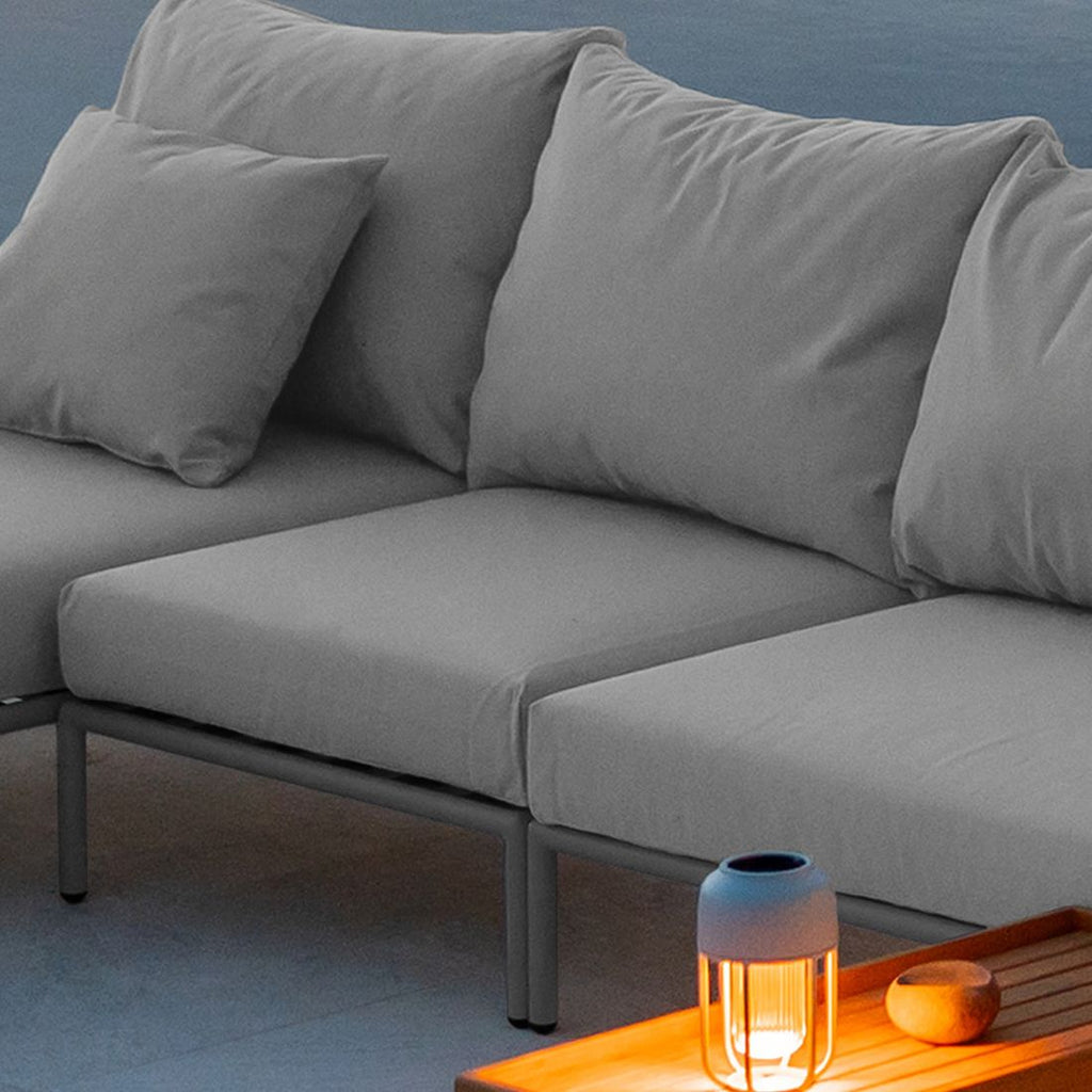Midtmodul lounge Level 2 aluminium/Sunbrella bakside detalj
